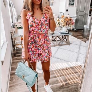 Floral Print Ruffle Romper
